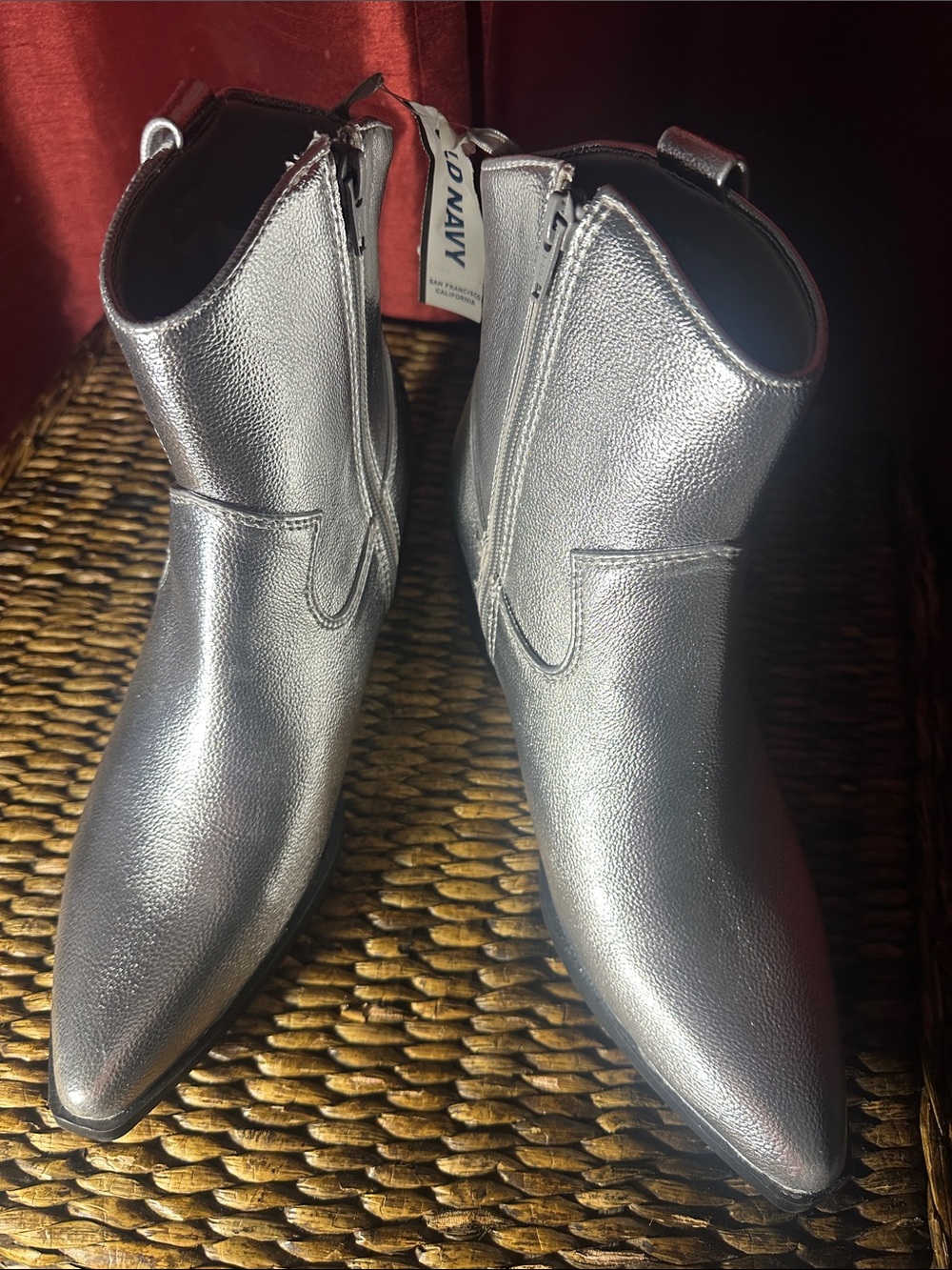 Old Navy Silver Cowboy Western Ankle Boots
